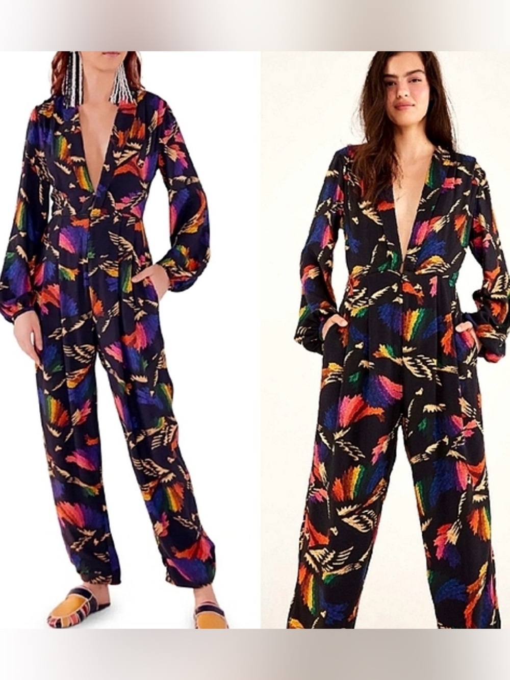 FARM Rio Black Macaws Jumpsuit XS NWT $230 Small XS 0/2